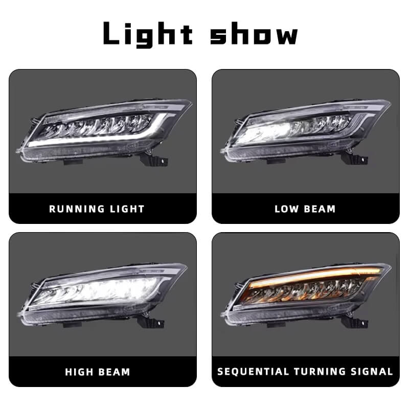 Honda Accord 8th Generation 08-12 Full LED Headlights - Pair (Left+Right)