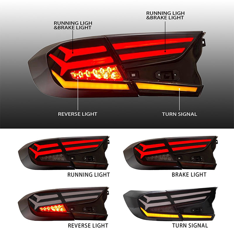 Honda Accord 18-22 Tail lights (Fishbone Style) - Pair (Left+Right)