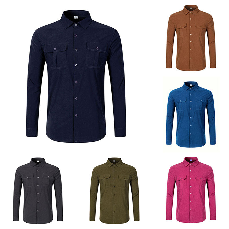 New Men's Double Pocket Casual Long Sleeve Shirt - A Hot Seller in the Men's Wear Market