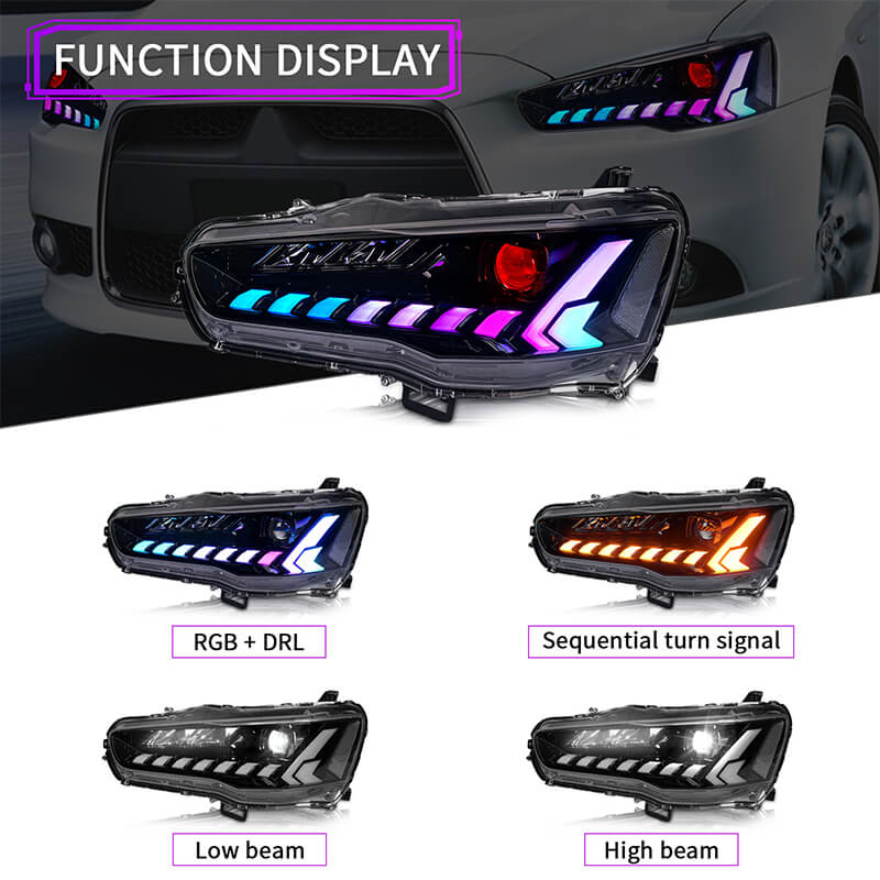 Mitsubishi Lancer 08-18 headlights - Pair (Left+Right)