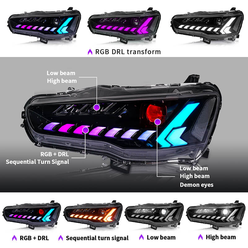 Mitsubishi Lancer 08-18 headlights - Pair (Left+Right)