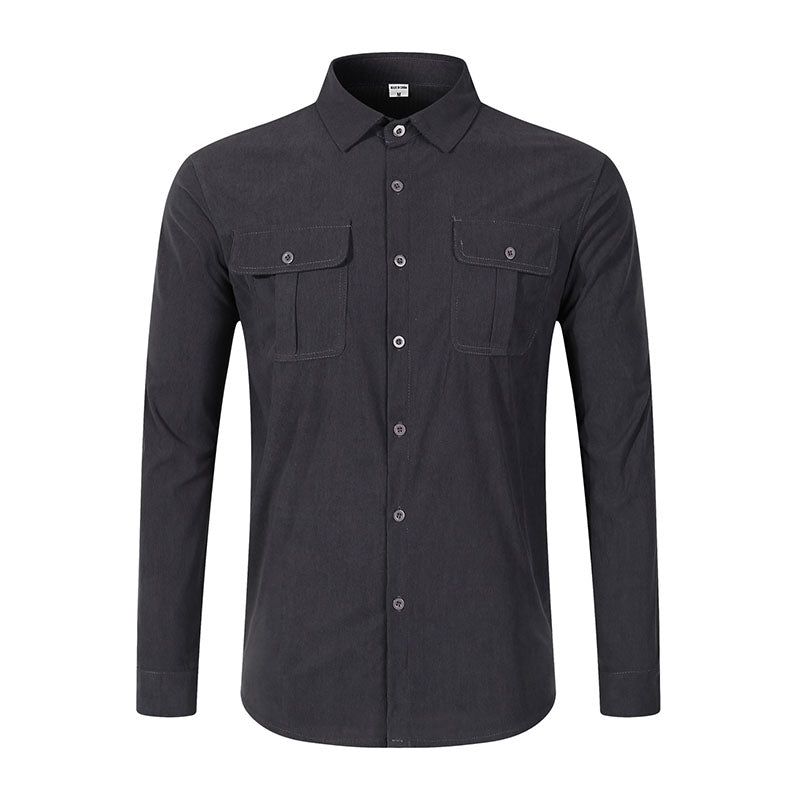 New Men's Double Pocket Casual Long Sleeve Shirt - A Hot Seller in the Men's Wear Market