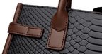 2025 New Commuter-Style Genuine Leather Embossed Snakeskin Pattern Contrast Color Briefcase for Women — Elegant and Practical, Includes a Silk Scarf