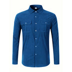 New Men's Double Pocket Casual Long Sleeve Shirt - A Hot Seller in the Men's Wear Market