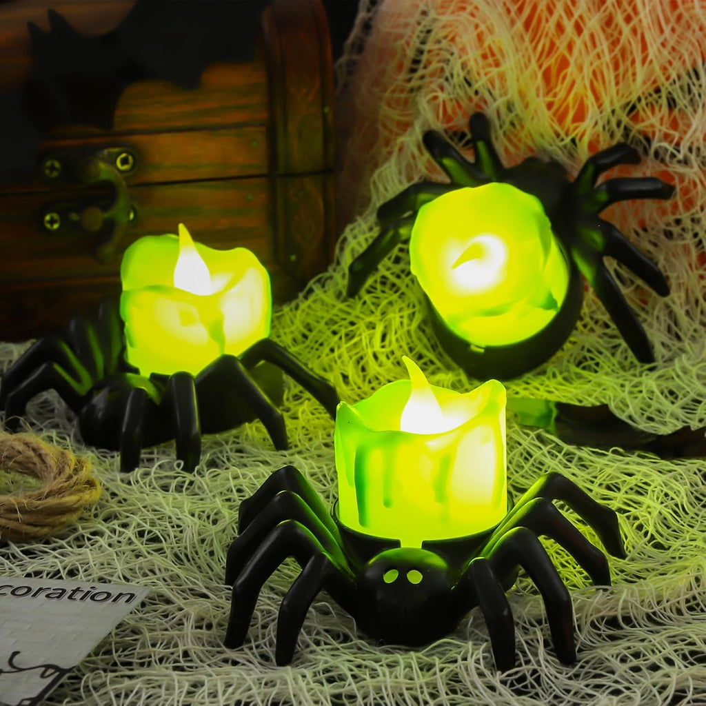 🏆2025 Halloween Hot Sale⚡🎃Halloween LED Pumpkin Lamp with Creepy Spider - Flameless Flickering Candle Light for Home Decor🕷️