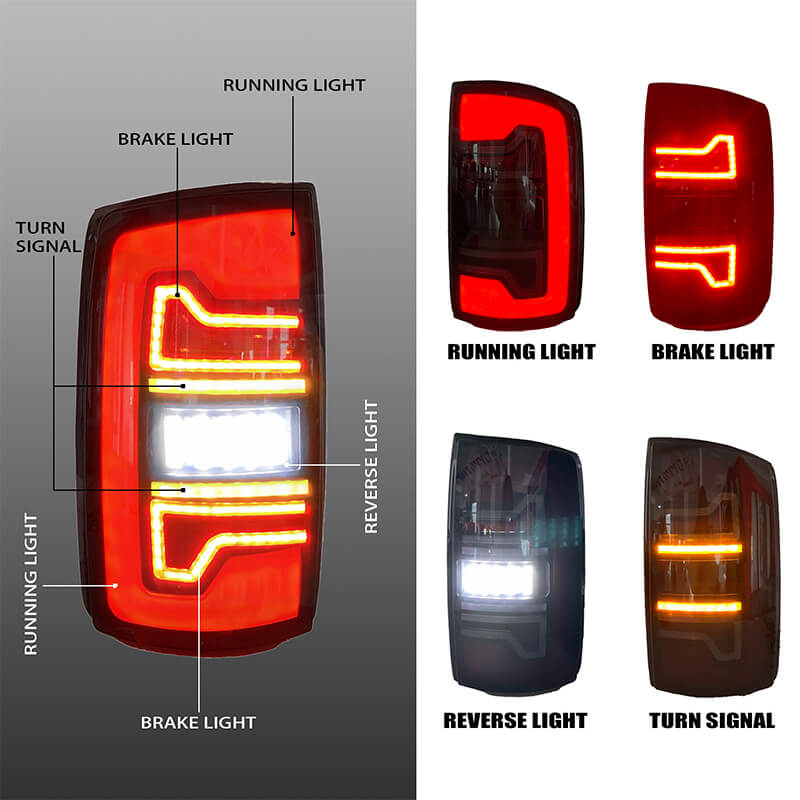 Dodge 2002-2006 Ram 1500 2500 3500 LED Smoked Tail Lights - Pair (Left+Right)