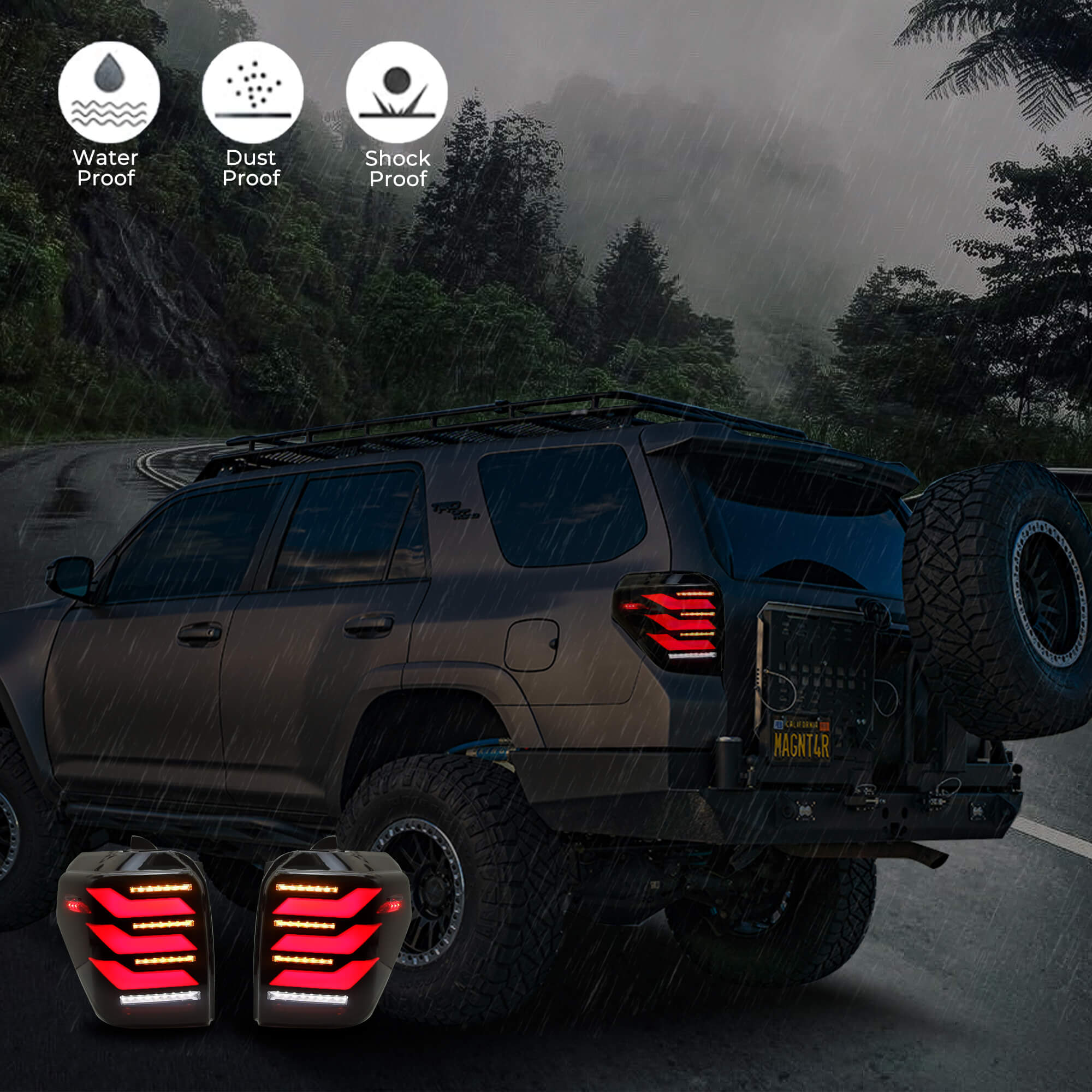 Toyota 4runner 10-23 smoke tail lights - Pair (Left+Right)