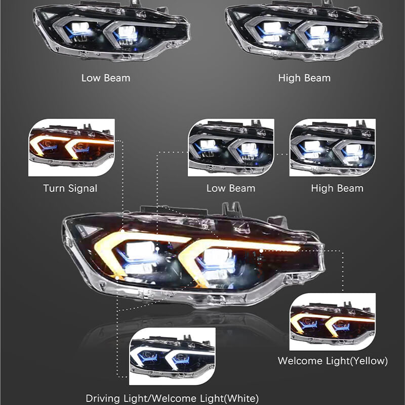 BMW 3 Series F30/F31/F35 13-19 LED Headlights - Pair (Left+Right)
