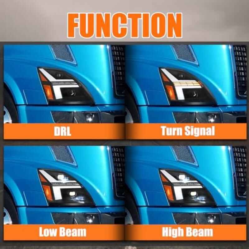 Volvo VNL VNM LED Headlights 2004-2018 - Pair (Left+Right)