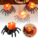 🏆2025 Halloween Hot Sale⚡🎃Halloween LED Pumpkin Lamp with Creepy Spider - Flameless Flickering Candle Light for Home Decor🕷️