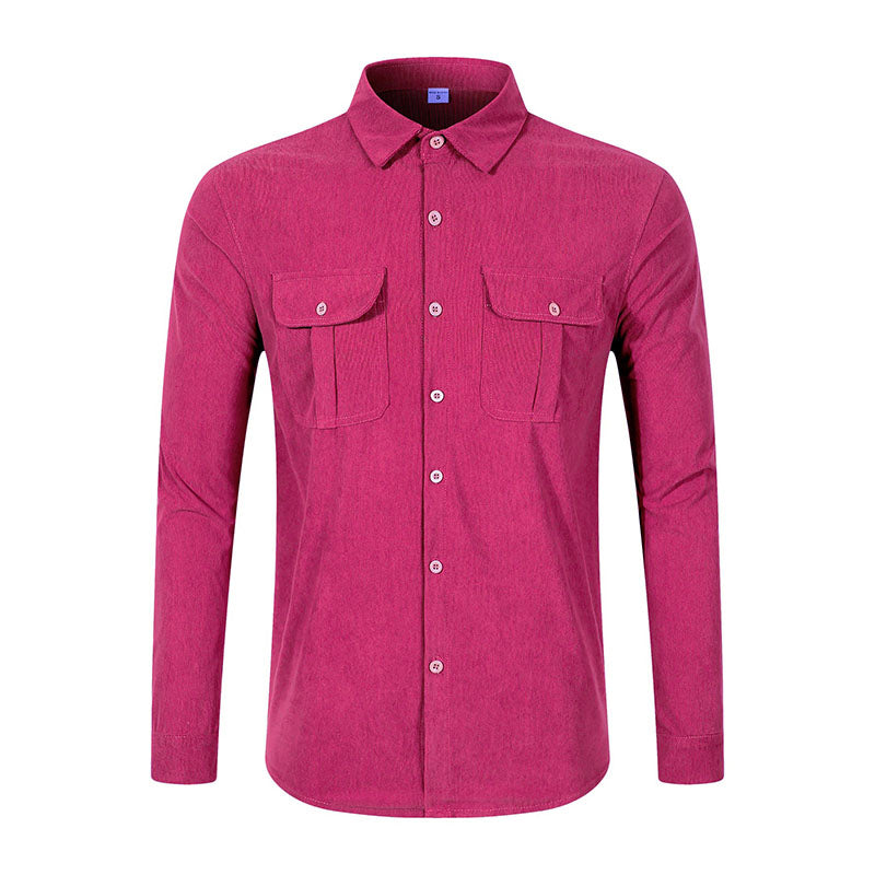 New Men's Double Pocket Casual Long Sleeve Shirt - A Hot Seller in the Men's Wear Market