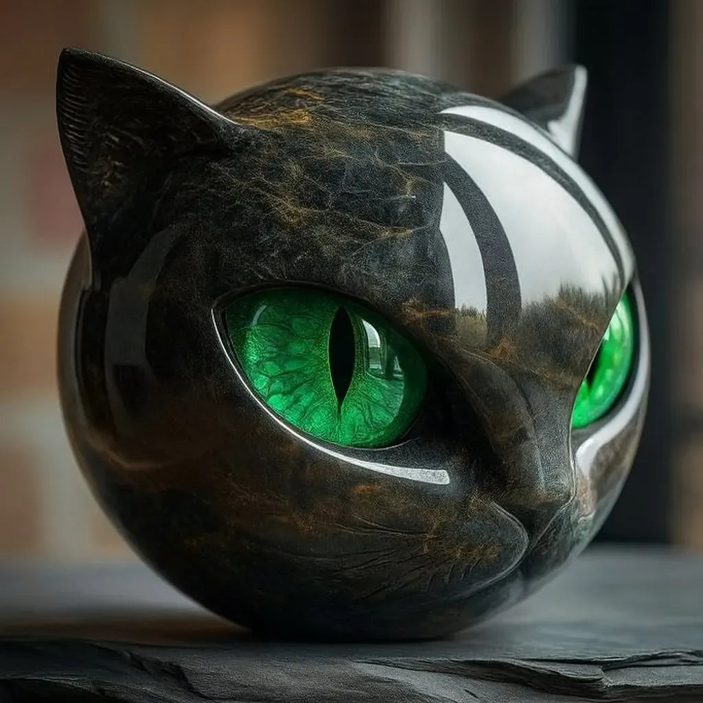 Black Cat Stone Sculpture – A Symbol of Luck and Style