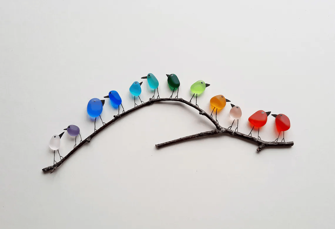 Sea Glass Rainbow Birds - A Symbol of Luck and Style