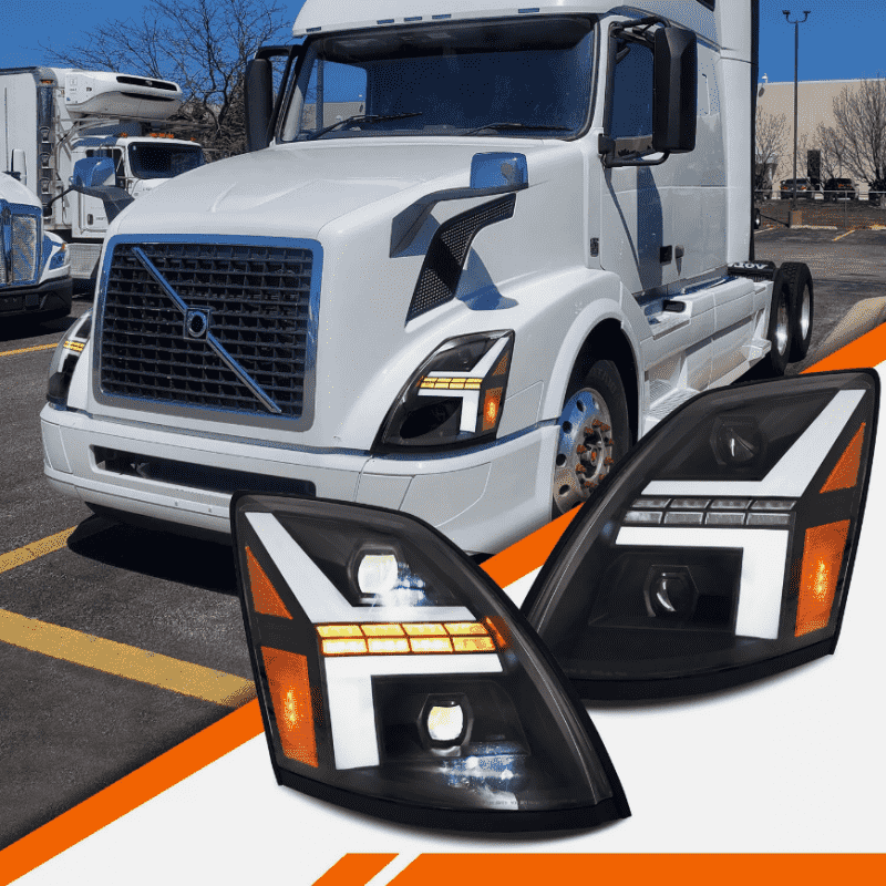 Volvo VNL VNM LED Headlights 2004-2018 - Pair (Left+Right)