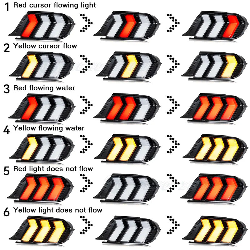 Ford mustang s550 15-23 led tail lights 5 mode turn signals - Pair (Left+Right)